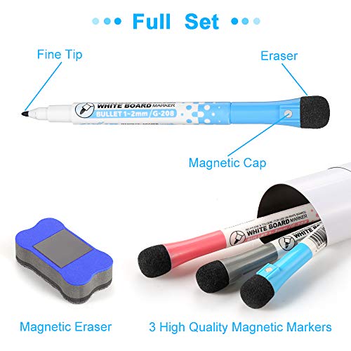 Magnetic Whiteboard for Refrigerator - 18x12" Dry Erase Fridge White Board with New Stain Resistant Technology - Include 3 Magnetic Markers & Eraser - Reminder Board - Menu Planner