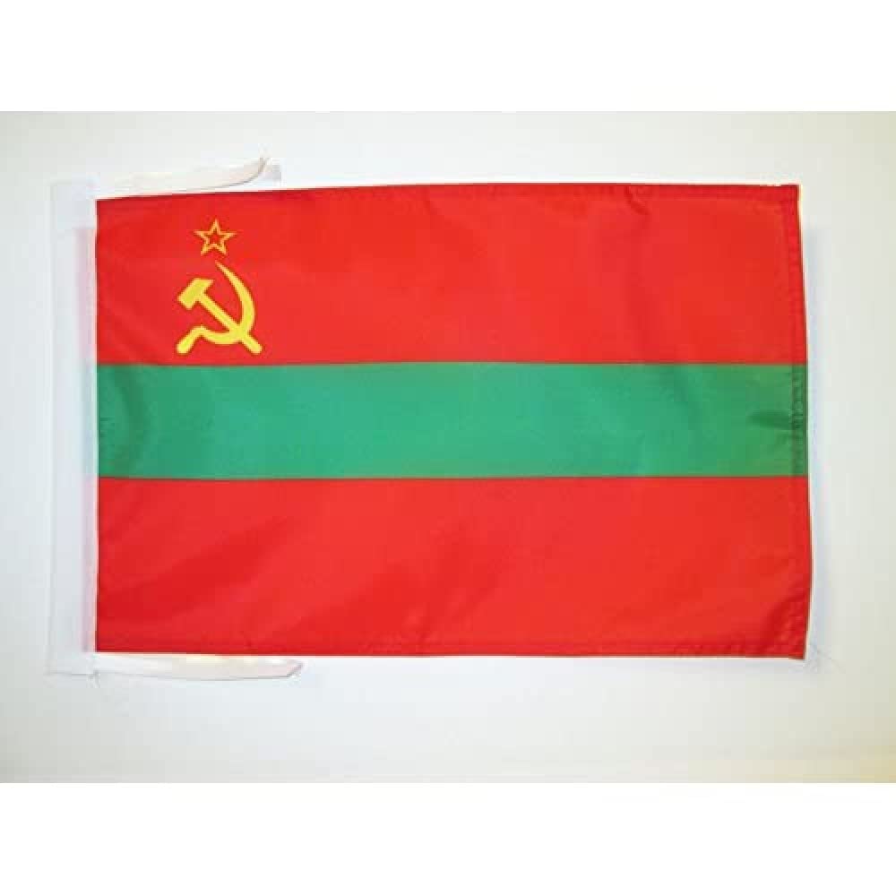 AZ FLAG - Moldavian Soviet Socialist Republic Flag - 18'' x 12'' - 100% Polyester Moldavia SSR Small Banner with Two Cords - Fade Resistant - Vivid Colors - 18x12 in - 45x30 Cm — image 1