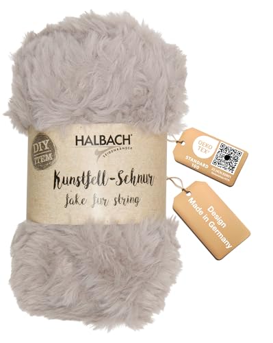 Halbach Seidenbänder Lana suave para tejer, ovillo de 50 g, ancho: 1 cm, hilo de piel sintética para manualidades, color: gris