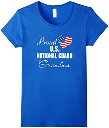 Womens Military Proud US National Guard Grandma Flag Heart T-shirts XL Royal Blue