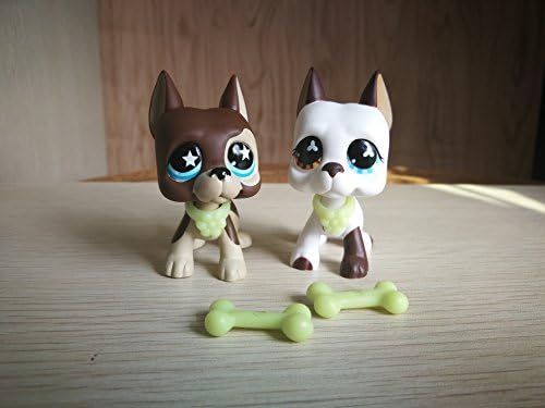 Miniature LPS Pet Shop Littlest 2PC Great Dane #817 #577 Dog Puppy with Accessories Collars Rare Collection Cute Animal Toy Kids Girl Boy Gift