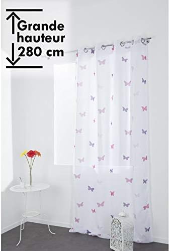 Decoboutique Gardine Kinderzimmer Madchen 140 Cm X 280 Cm Extra Lang Mit Osen Mit Muster Bedruckt Schmetterlinge Weiss Rosa Violett Amazon De Kuche Haushalt