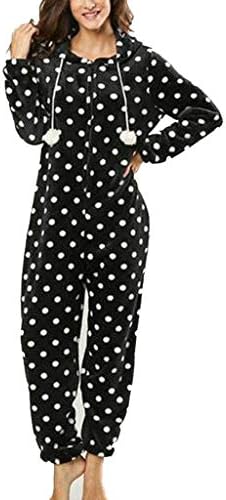 Sinwo Womens Fashion Printing Hooded Flannel Pajamas Sleepwear Warm Long Sleeve Onesies Tracksuit Leisure Wear