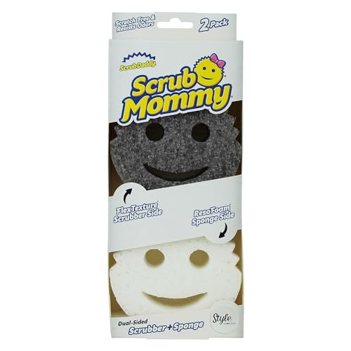 Scrub Daddy Scrub Mommy Putzschwamm, Topfreiniger Küchenschwämme, Putzmittel mit Texturveränderung, kratzfreier Spülschwamm, geruchsresistenter Smiley Schwamm, Geschirrschwamm - 2er Pack Grau
