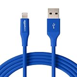 AmazonBasics Lightning to USB A Cable, Advanced Collection, MFi Certified iPhone Charger, Blue, 10 Foot