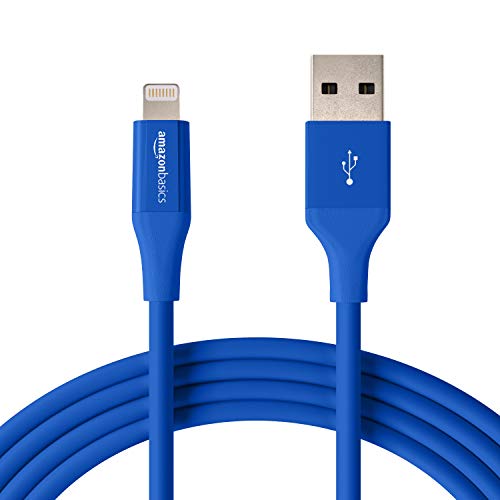 AmazonBasics Lightning to USB A Cable, Advanced Collection, MFi Certified iPhone Charger, Blue, 10 Foot