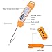 Instant Read Food Meat Thermometer, BaseWish Digital Electronic Cooking Thermometer with LCD Screen, Long Collapsible Safe 304 Stainless Steel Probe, for BBQ Grill Oven Candy Liquids Milk Tea, Orange