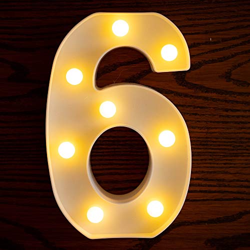 Photo 1 of Yorulory LED Number Lights Sign Light Up Number Sign for Night Light Wedding Birthday Party Battery Powered Christmas Lamp Home Bar(6)