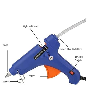 SCHOFIC Hot Melt Glue Gun ( FREE BONUS GLUE STICKS INCLUDED) - Heavy Duty Rapid Heating Technology Kit With ON/OFF Switch & Flexible Trigger for DIY Small Craft - 100% Safe - Energy Efficient - Perfect for Fixing Household Items, Arts & Crafts, & More - Blue (80 WATT, FREE 50 STICKS)