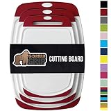 GORILLA GRIP Original Oversized Cutting Board, 3 Piece, BPA Free, Dishwasher Safe, Juice Grooves, Larger Thicker Boards, Easy Grip Handle, Non Porous, Extra Large, Kitchen, Set of 3, Red