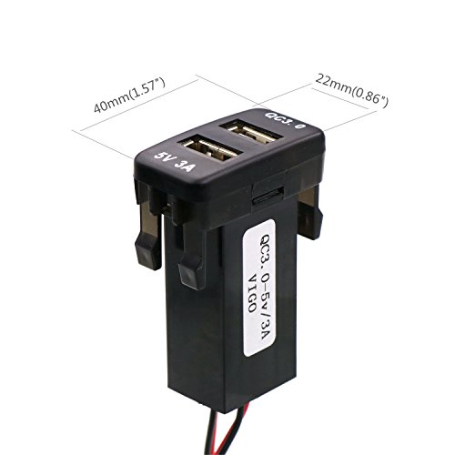 QC3.0+5V 3A Dual USB Power Socket, Quick Charge Car Charger USB Adapter for Smart Phone PDA iPad iPhone Android GPS Use for TOYOTA