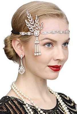 Art Deco 1920s Flapper Headband Great Gatsby Leaf Wedding Bridal