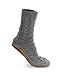 Pembrook Ladies Tall Cable Knit Slipper Socks – Memory Foam + Non-Skid Sole - Gray - Medium (7-8) – Faux Suede Sole - Great Plush Slip On House Slippers for Adults, Women, Girls