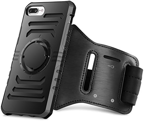 Running Armband, Ecoconut iPhone 7 Plus, 6 Plus, 6s Plus Case Workout Armband Anti-Shock Cover Protective Hard Shell Gym Outdoor Exercise Sports Armband for iPhone 7 Plus 6S Plus 6 Plus (Black)