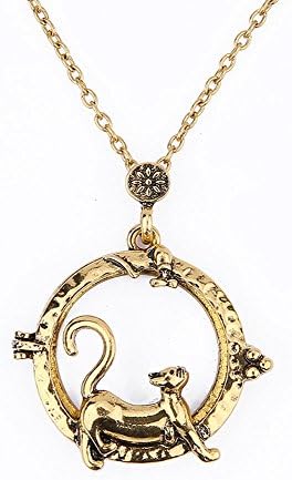Magnifying Glass Necklace Long Necklace with Reading Magnifying Glass Pendant for Difficulty Reading menus(Gold)