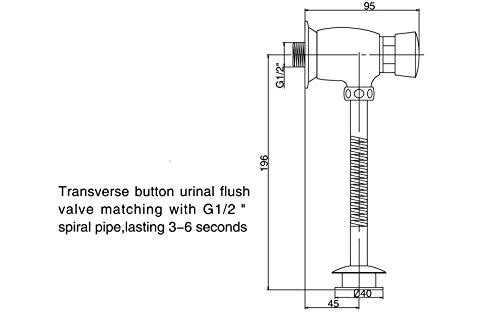 Brass Exposed Urinal Flush Valve - Button Type Manual Time-extended Shut-off Valve , Polished Chrome