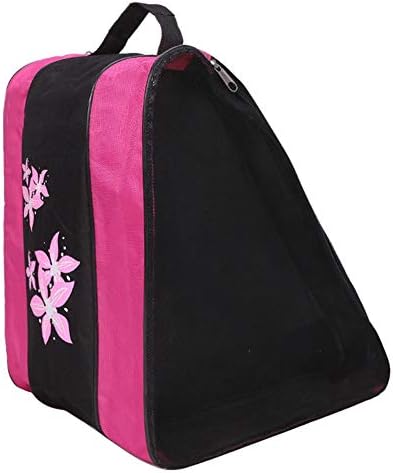 hefeibiaoduanjia Large Capacity Durable Ice Skates Roller Skating Carry Holder Storage Zipper Bag Large Capacity Durable Ice Skates Roller Skating Carry Pink