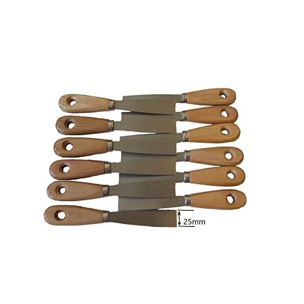 12 Stück Edelstahl Spachtel Ideal für Gipskarton, Ideal Streichmesser Putz, Klebemontage, ergonomischer Holzgriff, 25mm – Bild 3