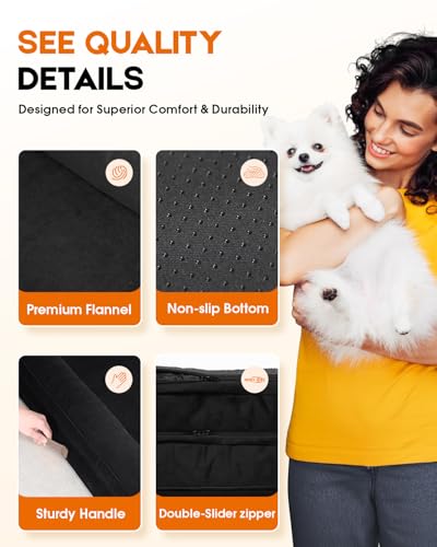 Orthopedic XXL Dog Bed for Giant Dogs, Non-Slip Bottom with Washable Cover | Waterproof, Machine Washable, Removable Cover, Egg Foam, Four-Sided Bolster, Joint Pain Relief, Senior Dogs, Black Dog Bed