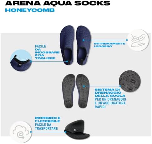 Calzini Unisex da Acqua a Nido d'Ape, Calze da Bagno Donna e Uomo, Calze Acqua per Snorkeling e Acquagym Donna e Uomo, Calzini con Ottima Aderenza Antiscivolo e Asciugatura Rapida