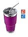 DYNAMIC SE 30oz Tumbler Double Wall Stainless Steel Vacuum Insulated Travel Mug with Splash-Proof Lid Metal Straw and Brush (Fuchsia)