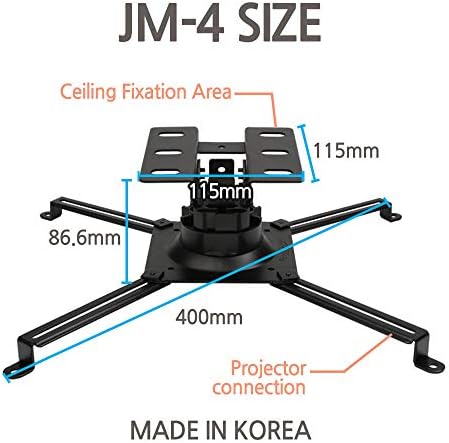 SeaMechanics JM-4B Projectors Mount Drop Ceiling Black Bracket - Fits All Projectors, 360 Degress Rotatable swivels/tilts for Large projectors