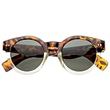 zeroUV - Vintage Inspired Bold Circle Round Sunglasses w/ Key-Hole Bridge (Tortoise-Clear)