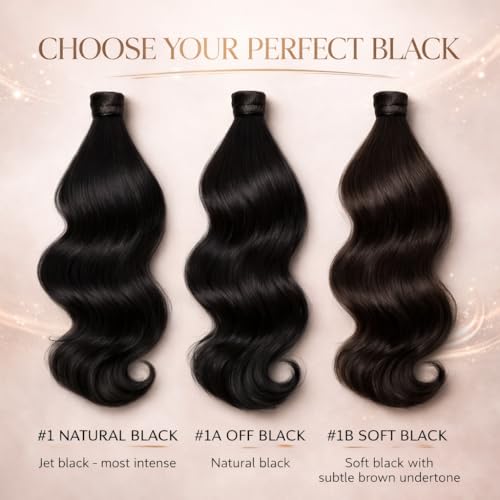 Luxury Clip In Hair Extensions Human Hair, 100% Remy Human Hair, Invisible Clips, Natural Volume & Length, Reusable Premium Hair Extensions (#1B Soft Black, 20 inch-80g)