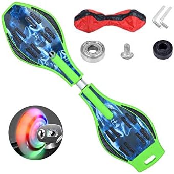 スケートボード エスボード コンプリート 2輪フラッシュホイール 集中力や平衡感覚育成 キッズ 外遊び おもちゃ 光るウィール 初心者 プレゼント Color B