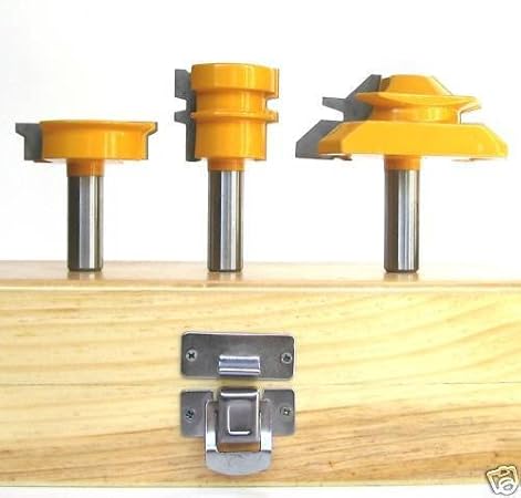 3pc 1 2 Shank 45 Miter Glue Drawer Lock Joint Router Bits Set