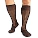 Mr.babuu 5Pairs Pack Men's Fashion Mid Calf Striped Nylon Sheer Silk Dress Socks (Coffee)