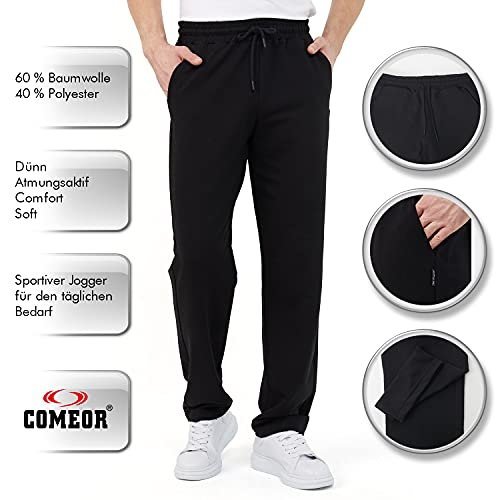 COMEOR Jogginghose Herren Baumwolle Sweathose - Lange Sport Hose Herren - Jogger Trainingshose Herren, Relaxing Hose (Schwarz, XL)