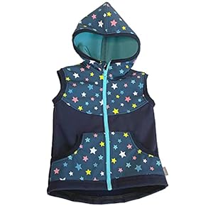 Lilakind ” Baby kindervest softshell sterren blauw turquoise mt. 86/92-134/140 – Made in Germany