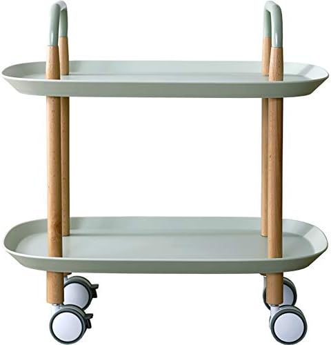 YXLAB Wooden Side Table, Multipurpose Cart On 4 Castors, Small Coffee Table Kitchen Trolley, Square, HWD: 57.5cm X 35 X59 Cm