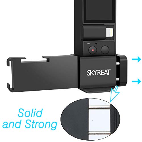 Skyreat Aluminum External Microphone Mount Holder for DJI Osmo Pocket Accessories,with 2 Cold Shoe Interface & 1/4" Screw Hole Support Led Light & Tripod Mount