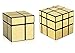 D-FantiX Shengshou Mirror Cube Set, 2x2 3x3 Mirror Blocks 2x2x2 3x3x3 Speed Cube Bundle Mirrored Cube Puzzle Gold