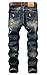Men's Distressed Destructed Slim Fit Jeans A928 Blue 34
