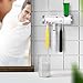 Ovonni Toothbrush Sterilizer UV Antibacterial Rechargeable Sanitizer Self-Adhesive or Wall Mounted Screw Fix Toothbrush Toothpaste Holder for 5 Toothbrushes