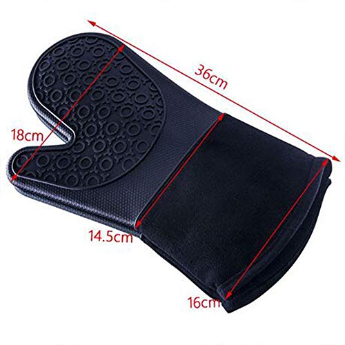Extra Long Professional Silicone Oven Mitt with Quilted Liner, Heat Flame and Steam Resistant waterproof with Non-Slip grip Textured