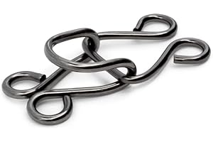 Lakesstory Metal Hooks & Eyes Closure - Heavy Duty Black Hooks for Clothing, Skirt & Pants Closures, 4 Sets