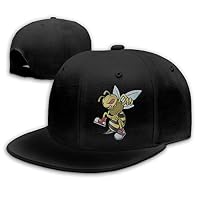 Aiguan Cartoon Angry Bee Flat Visor Baseball Cap, Fashion Snapback Hat Black