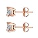 FANTOM Unisex Rose Gold Overlay Solid Silver Princess Cubic Zirconia Square White Cz Stud Earrings.
