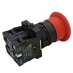 mxuteuk 2pcs 22mm 2 NC Red Mushroom Emergency Stop
