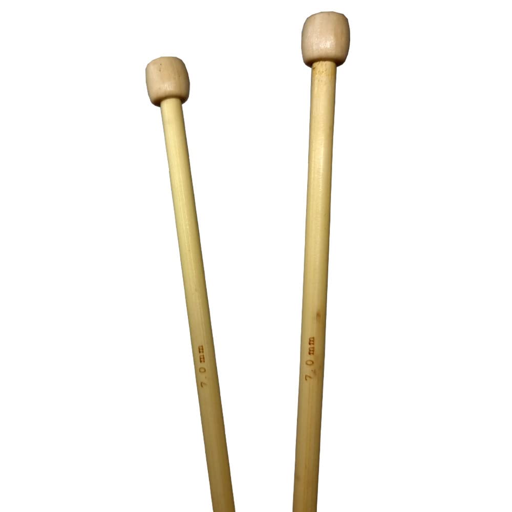 Eco-Friendly Single Point Natural Bamboo Knitting Needles 35cm x 4mm-25mm (7mm)