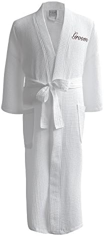 Caravalli Egyptian Cotton Waffle Robe, Spa Robe w/Custom Embroidered Monogram