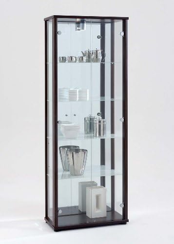 Space Range 2 Door Glass Display Cabinet, oak, Wenge, Double