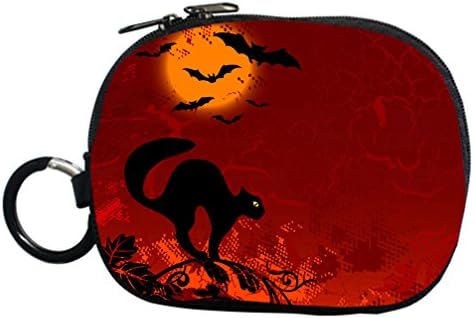 JIUDUIDODO Custom Cool Halloween Evil Jack with Bat Coin Purse Clutch Handbag for Cash Cellphone Credit Card Make up Bag