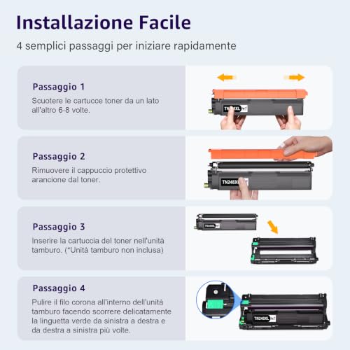ONLYU TN248XL TN248 Compatible for Brother TN248 TN-248 TN-248CMYK for Brother MFC-L3740CDWE MFC L3740CDWE MFC-L3760CDW HL-L3240CDW DCP-L3560CDW DCP-L3520CDWE HL-L3220CWE MFC-L3220CWE MFC-L3560CDW