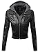 Awesome21 Women's Faux Leather Bomber Military Style Hooded Jacket