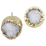 SUNYIK White Quartz Druzy Stud Earrings
